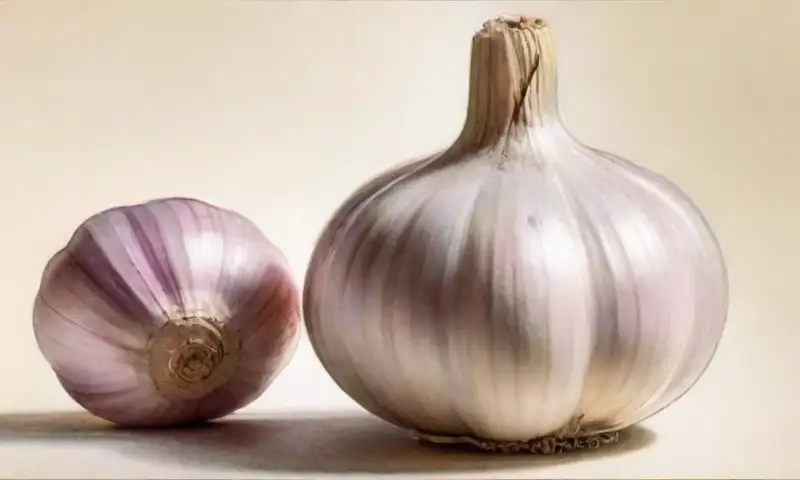 Una ilustración detallada de ajos que destaca texturas