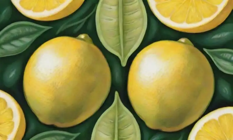 Limones vibrantes brillan en un fondo blanco con sombras danzantes y suaves contrastes