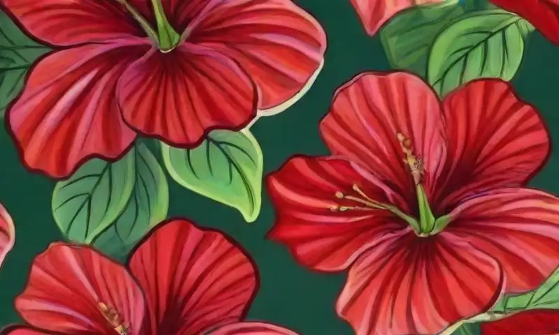 Flores de hibisco vibrantes y detalladas en un entorno sereno que evoca salud y vitalidad