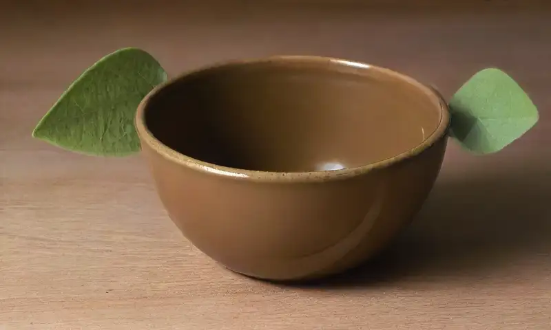 Una composición serena de hojas de salvia junto a una taza de té, resaltando texturas y juegos de luz y sombra
