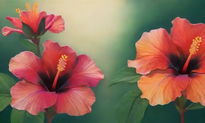 Hibiscus vibrantes florecen con pétalos delicados