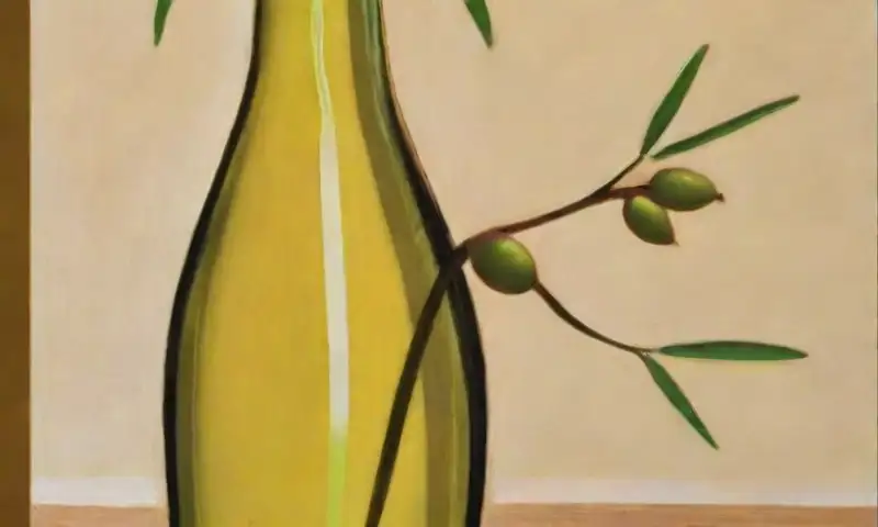 Composición equilibrada de oliva con colores brillantes, texturas delicadas y detalles que evocan serenidad