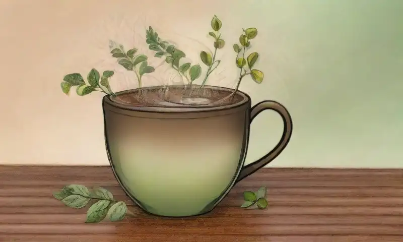Taza humeante con detalles delicados y armoniosa composición que evoca calidez y serenidad