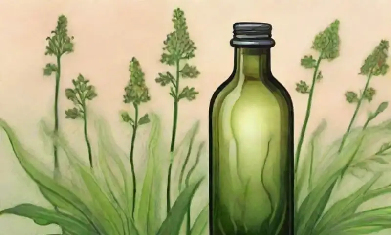 Elementos naturales y suaves tonos de verde crean una composición serena y equilibrada