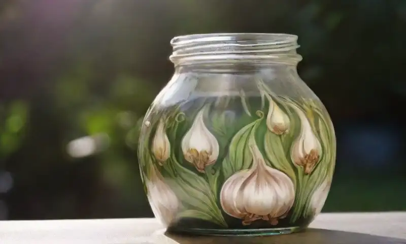 Un bulbo de ajo vibrante destaca en un fondo armónico, con textura y colores cálidos